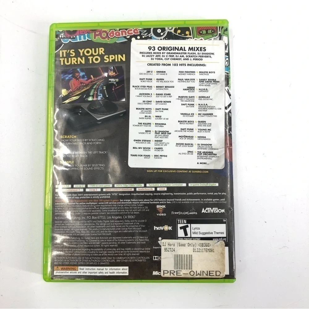 XBOX 360 Game DJ Hero Video Game